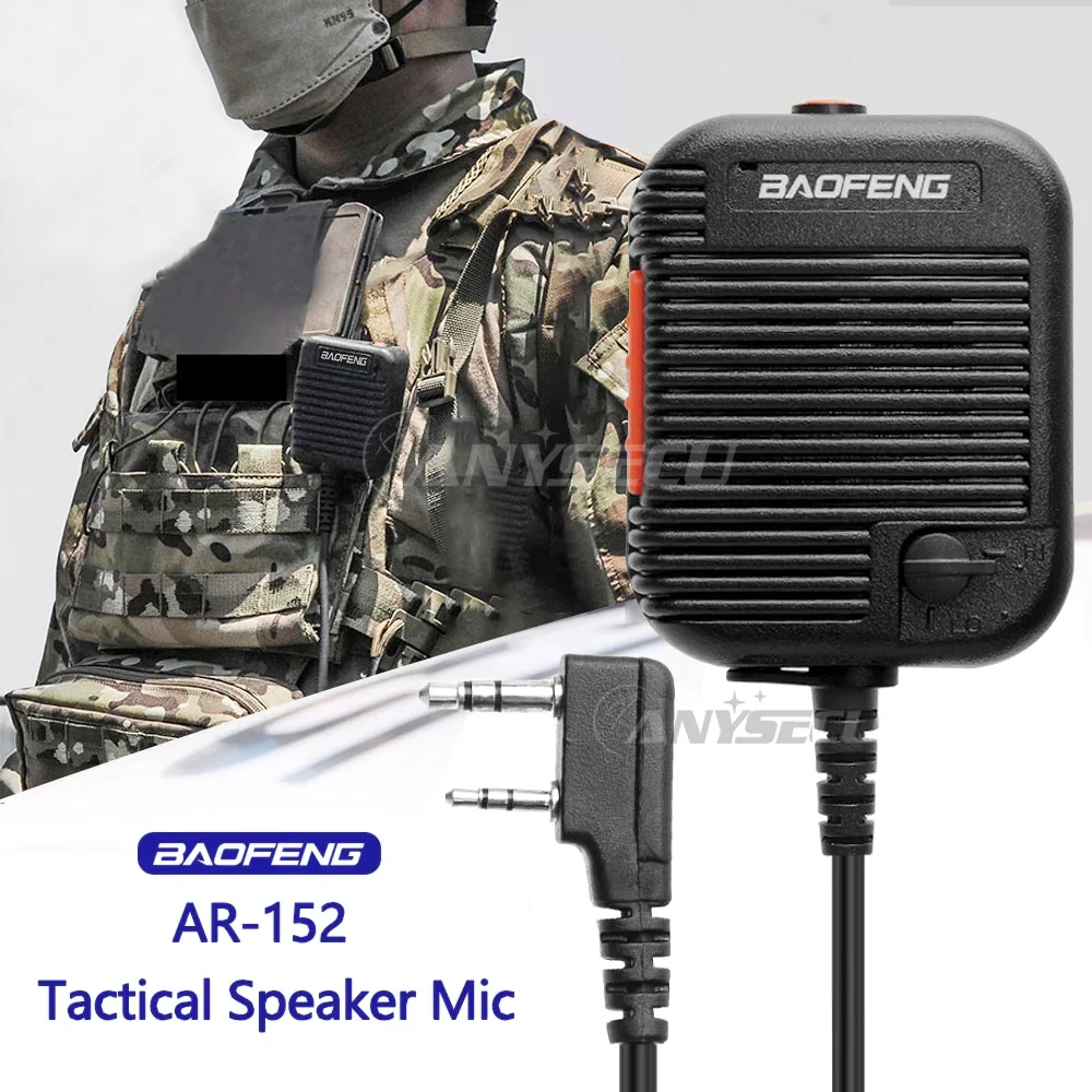 

New Baofeng AR-152 Tactical Remote Speaker Mic K Plug 2 Pin Volume Adjustable For AR-152 UV-5R UV-32 DM-32UV Walkie Talkie