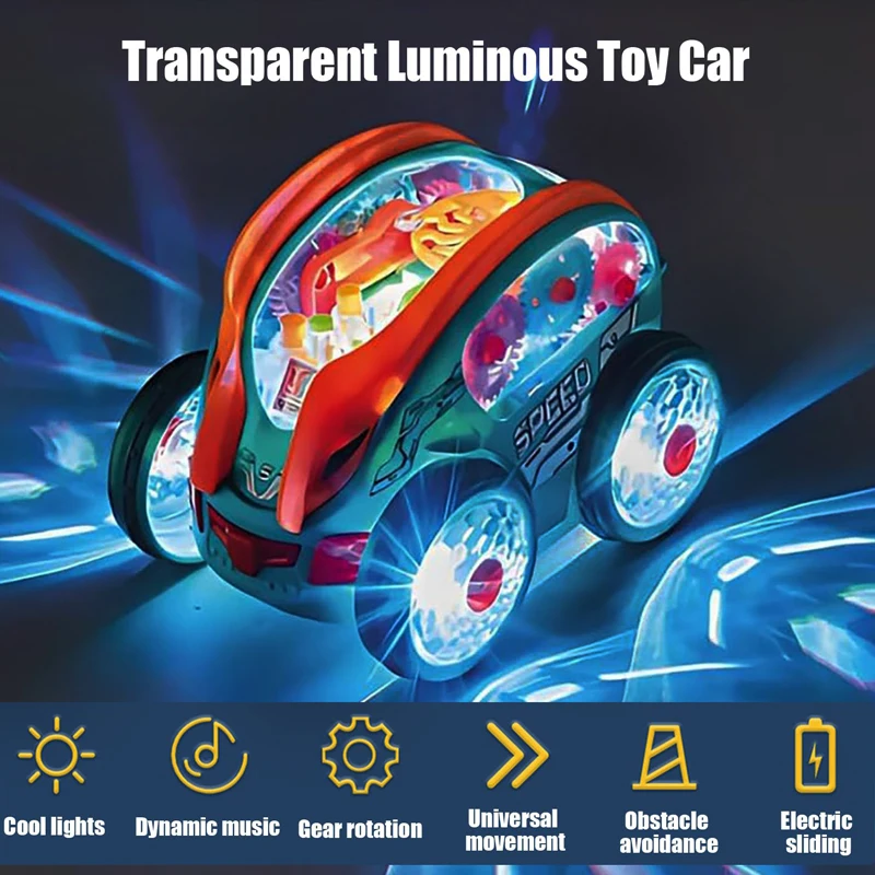 لعبة سيارة حيلة البقشيش الكهربائية للأطفال مع أضواء ملونة وموسيقى دوران 360 درجة هدية عيد الميلاد الرائعة للأطفال