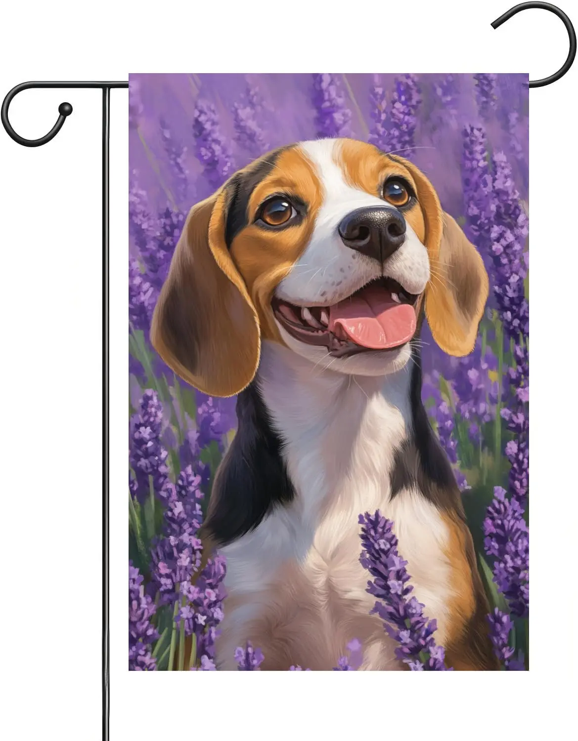 Lavender Beagle Garden Flag 12x18 Inches Double Sided Small Burlap Spring Summer Dog Seasonal Welcome Yard Porch Decoration  ZZM