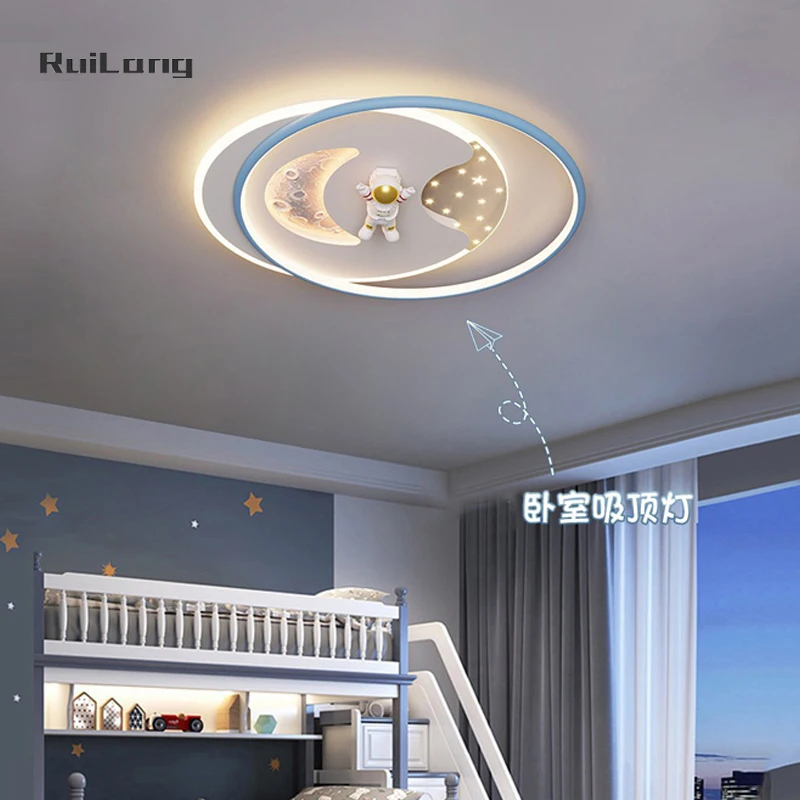 Imagem -04 - Luzes de Teto Led Astronauta dos Desenhos Animados Lustre Star Moon Lâmpada Rosa para Quarto Infantil Quarto de Meninos e Meninas