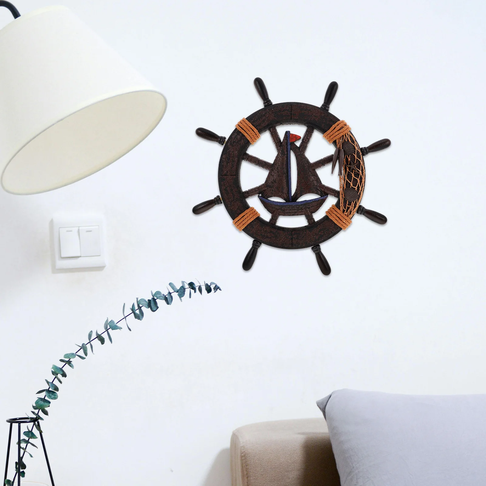 

Nautical Wall Ship Wheel Coastal Nautical Hanging Ornament Home Beach Aesthetic Pirate Fish Ocean Bathroom House
