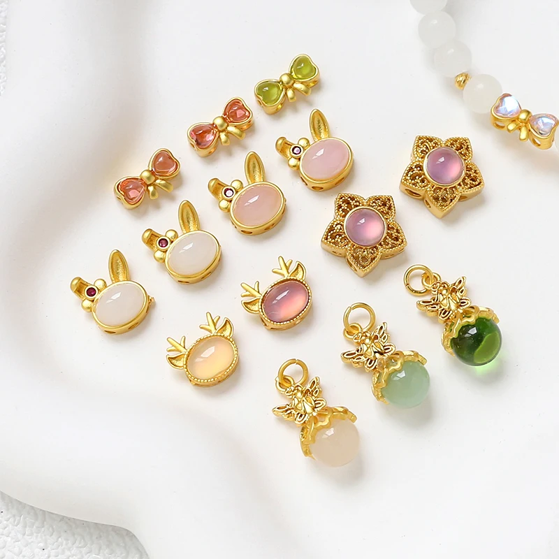 4pcs Copper Gold Plated Color Sargent Straight Hole Bead Isolation Pendant DIY Handmade Jewelry Bracelet Necklace Accessories