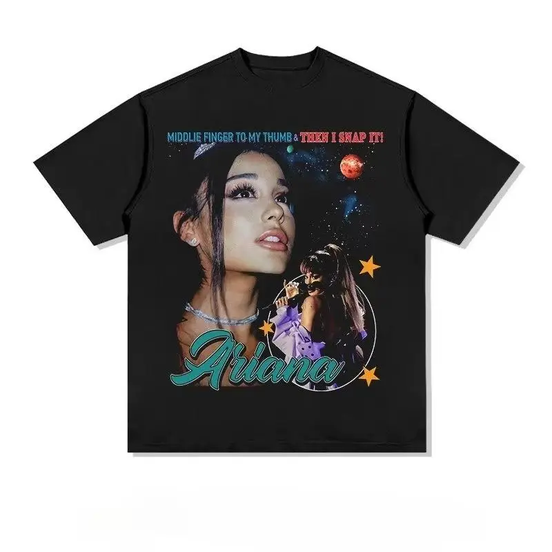 Ariana Grande Printed Short Sleeve Men's and Women's Loose European and American Retro Half Sleeve T-shirt