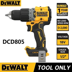 Dewalt Brushless Impact Drill 20V Cordless Electric Impact Drill DCD805 Stepless Speed Regulation 1/2 in Rechargeable Power Tool