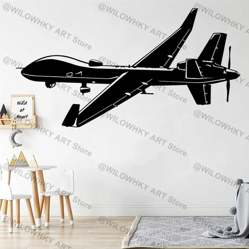 US Military Modular Strike Recon Drone Wall Sticker MQ-9 Reaper War Weapon Aircraft Lover Teen Kids Room Car Decor Vinyl Decal