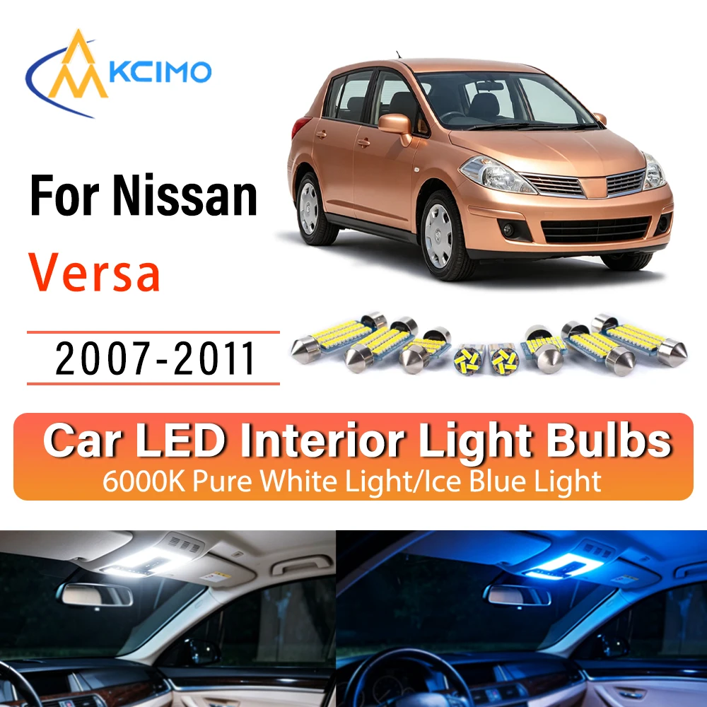 Premium Super Bright LED Interior Lights For Nissan Versa 2007-2011 Reliable, Blue Light, White Light Kit Easy Inst