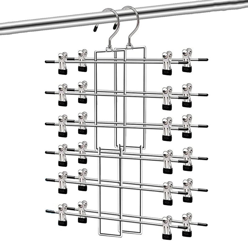 Multi Layers Shorts Clothes Hangers No Slip Storage Magic Folding Hanger Wardrobe Space Saving Metal Grip Skirt Pants Hangers