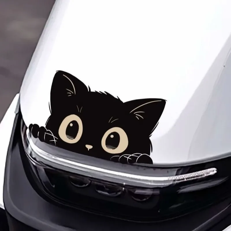 Adesivo de carro acessórios pobre gato está roubando com olhos grandes relógio vinil estilo do carro capa decalques pvc à prova dwaterproof água