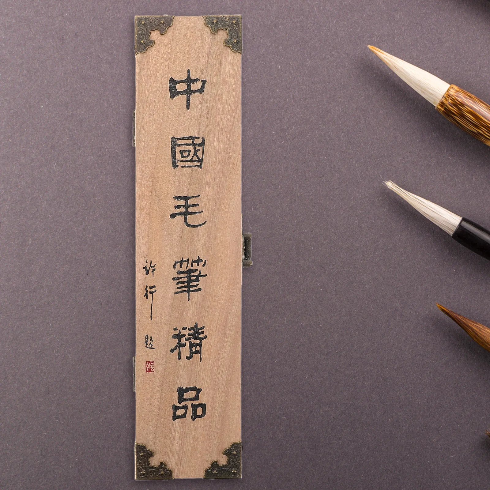 Wood Calligraphy Brush Box Vintage Style Single Brush Holder Subtle Wood Scent Protective Organizer for Brushes Pens