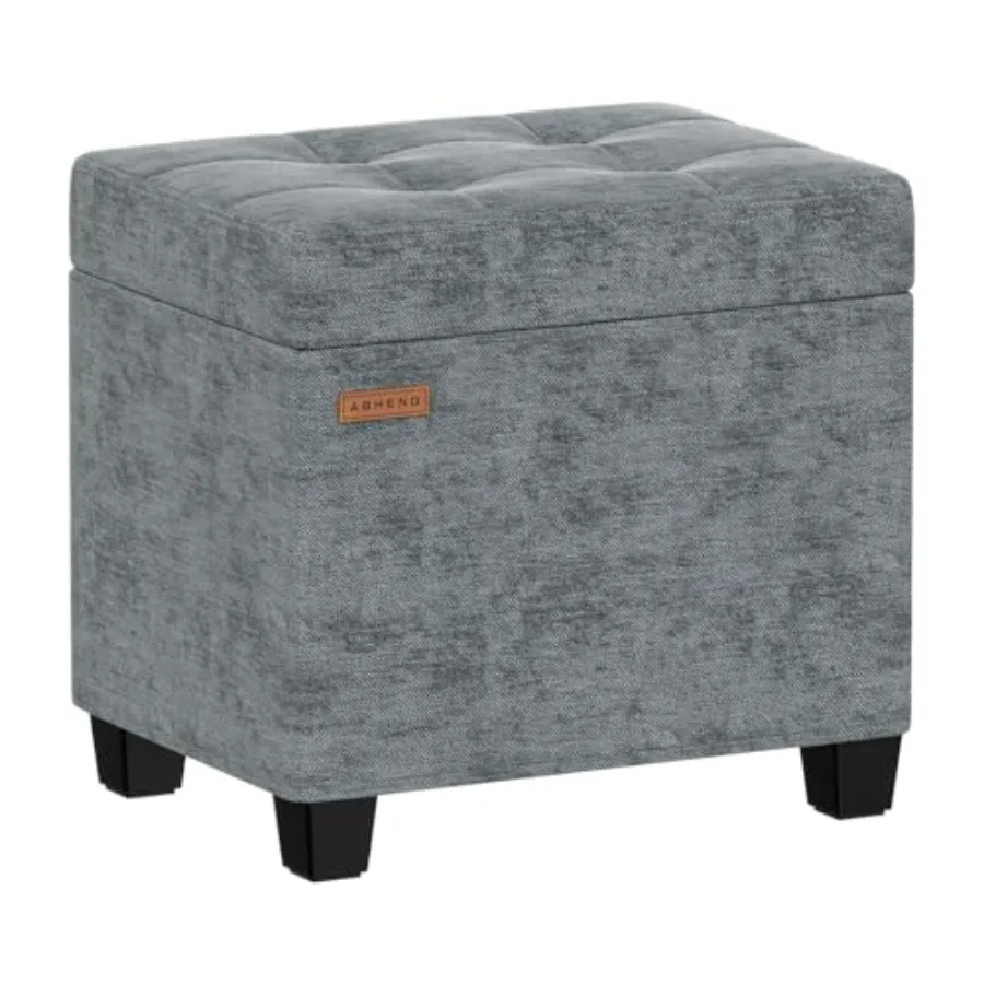 

Chenille Metal Framed Storage Ottoman12.2" D x 16.1" W x 17.7" H Tufted Upholstered Ottoman with Storage Foot Rest Stool with L