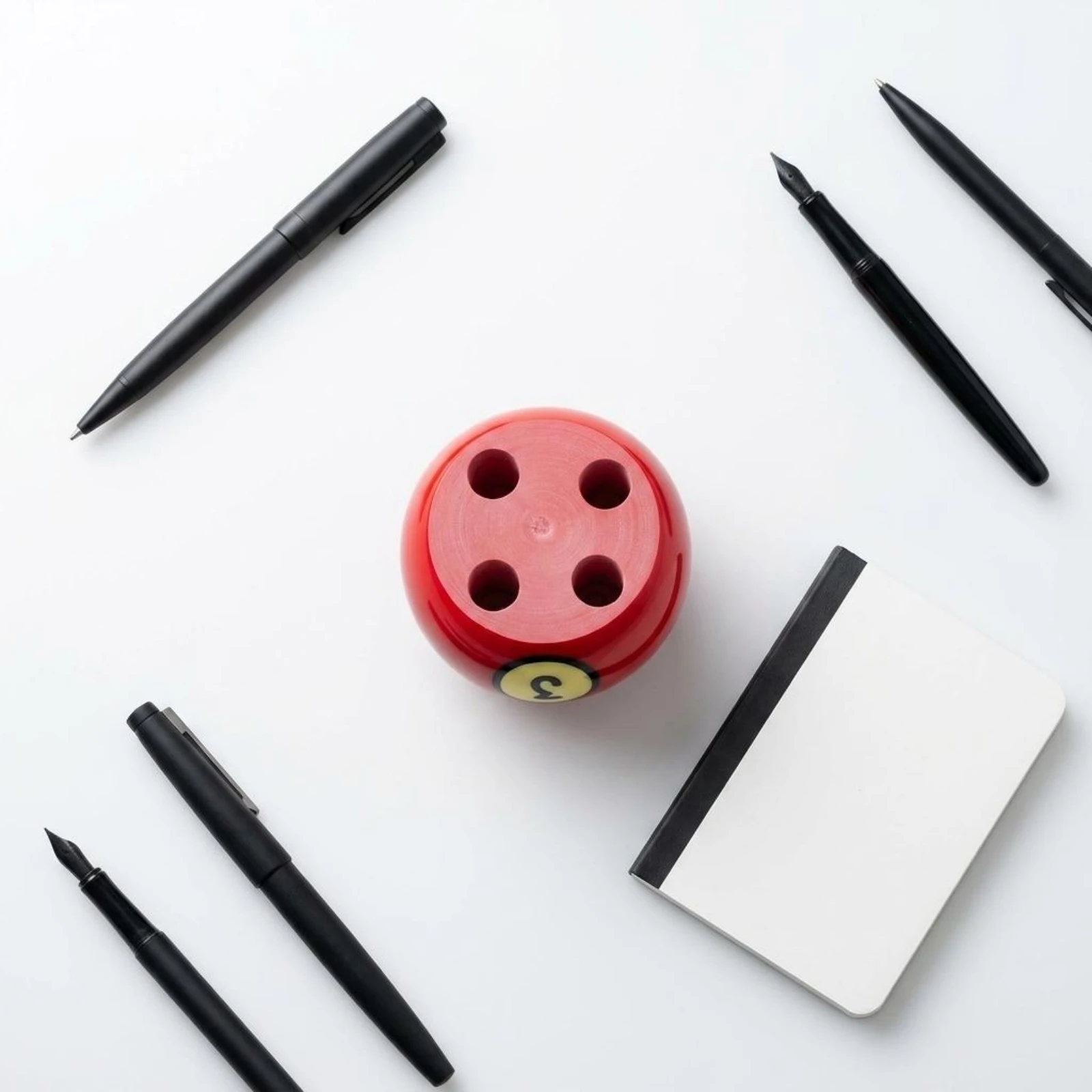 Billiard Ball Pen Holder Rounded Desktop Pen Holder Desk Organizer Cup Flat Top Compact