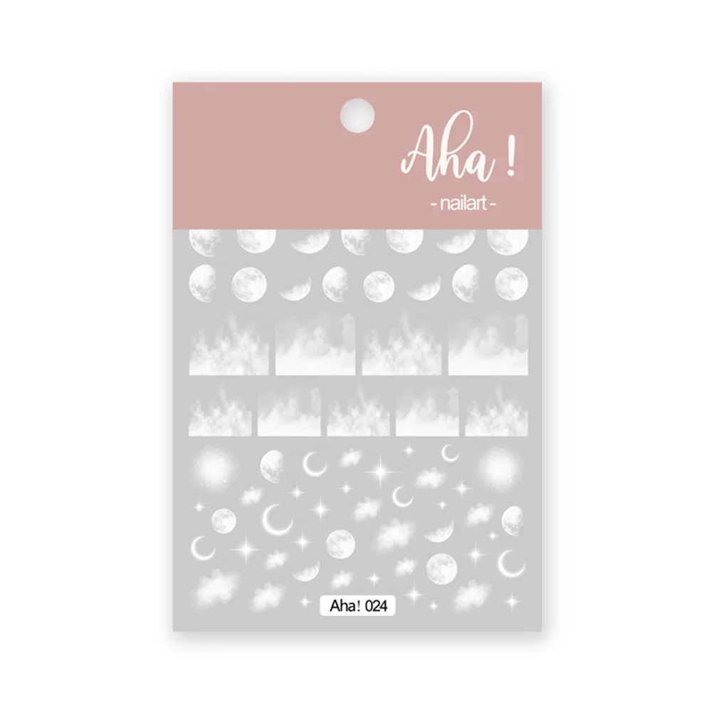 1pc branco nuvem adesivos de unhas/ultra fino arte do prego adesivos auto adesivo decalques estrela lua/flor branca/nuvens kawaii cor do prego