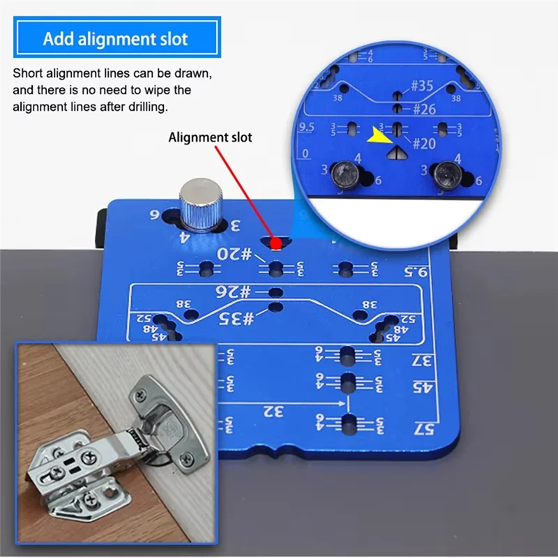 ABZS Aluminium Boor Gids Locator 35Mm Scharnier Jig Deur Kast Verborgen Scharnier Gat Template Tool
