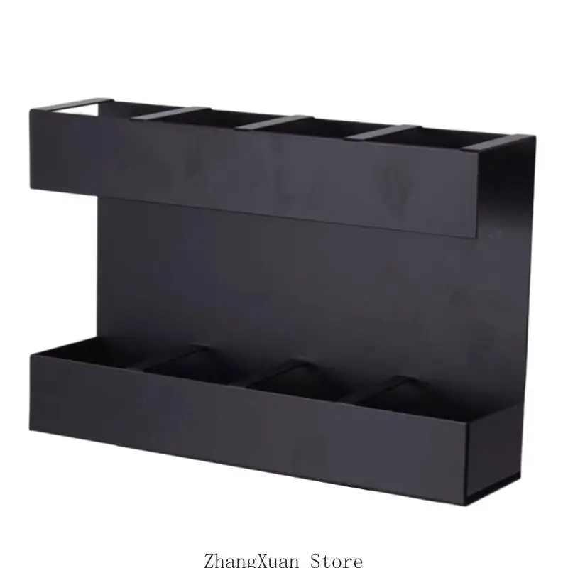 

Black Metal Straw Holder Wall Mounted Kitchen Cabinet for Home Commercial Use Space Efficient Storage Rack