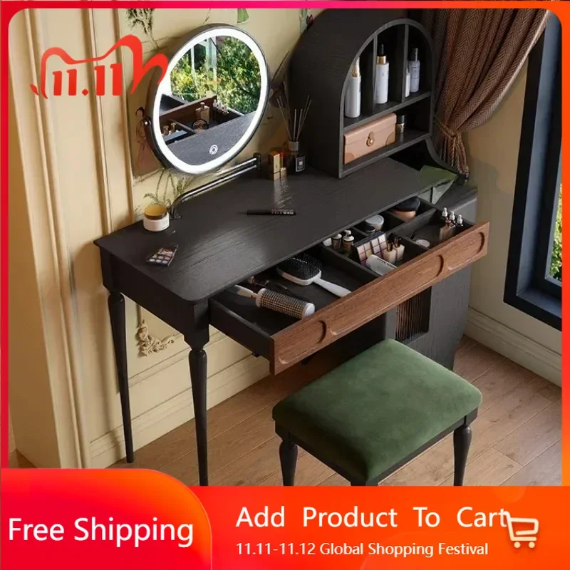 

Organizer Black Vanity Table Drawer Stool Large Beauty Full Set Makeup Cabinet Luxury Modern Modern Vestidores Trendy Furniture