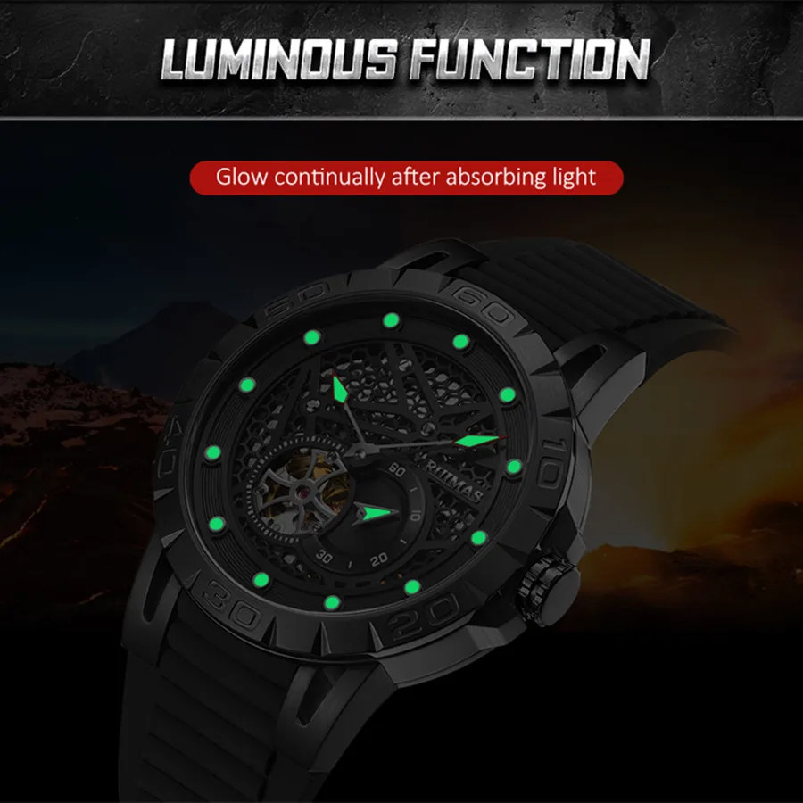 RUIMAS Watches Men Automatic Mechanical Watch Luxury Business Casual Wristwatch Waterproof Male Clock Reloj Hombre 6772