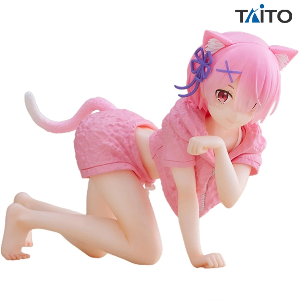 Taito Desktop Cute Re: Zero Starting Life In Another World Ram Cat Room Wear Ver. Model Toys Collectible Anime Figure