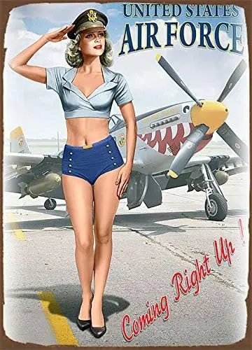 Pin-Up-Girl WW2 Poster im Vintage-Stil, Metall-Werbewandtafel, Blechschild, Wanddekoration, Metallschild