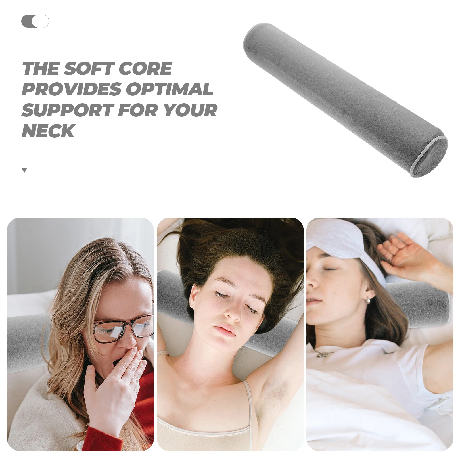 

Memory Foam Neck Pillow Round Cylinder Grey Φ8x45cm Ergonomic Neck Support Lumbar Spine Comfort Breathing Material Anti