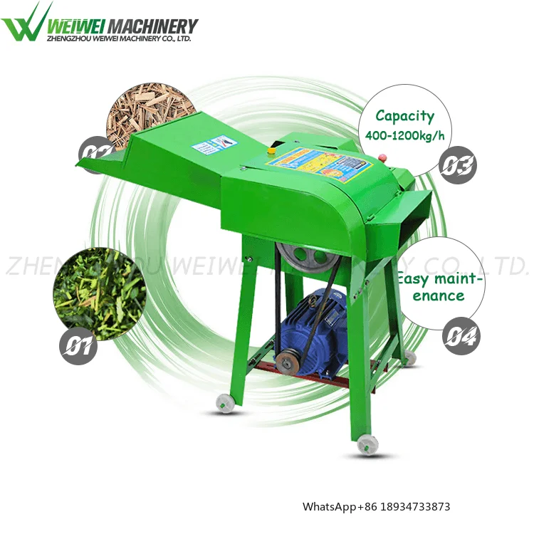 Weiwei Agricultural Machinery Cattle Goat Grass Cutting 2.2-3kw Straw Silage Chaff Cutter Animal Feed Making Machine for Farms