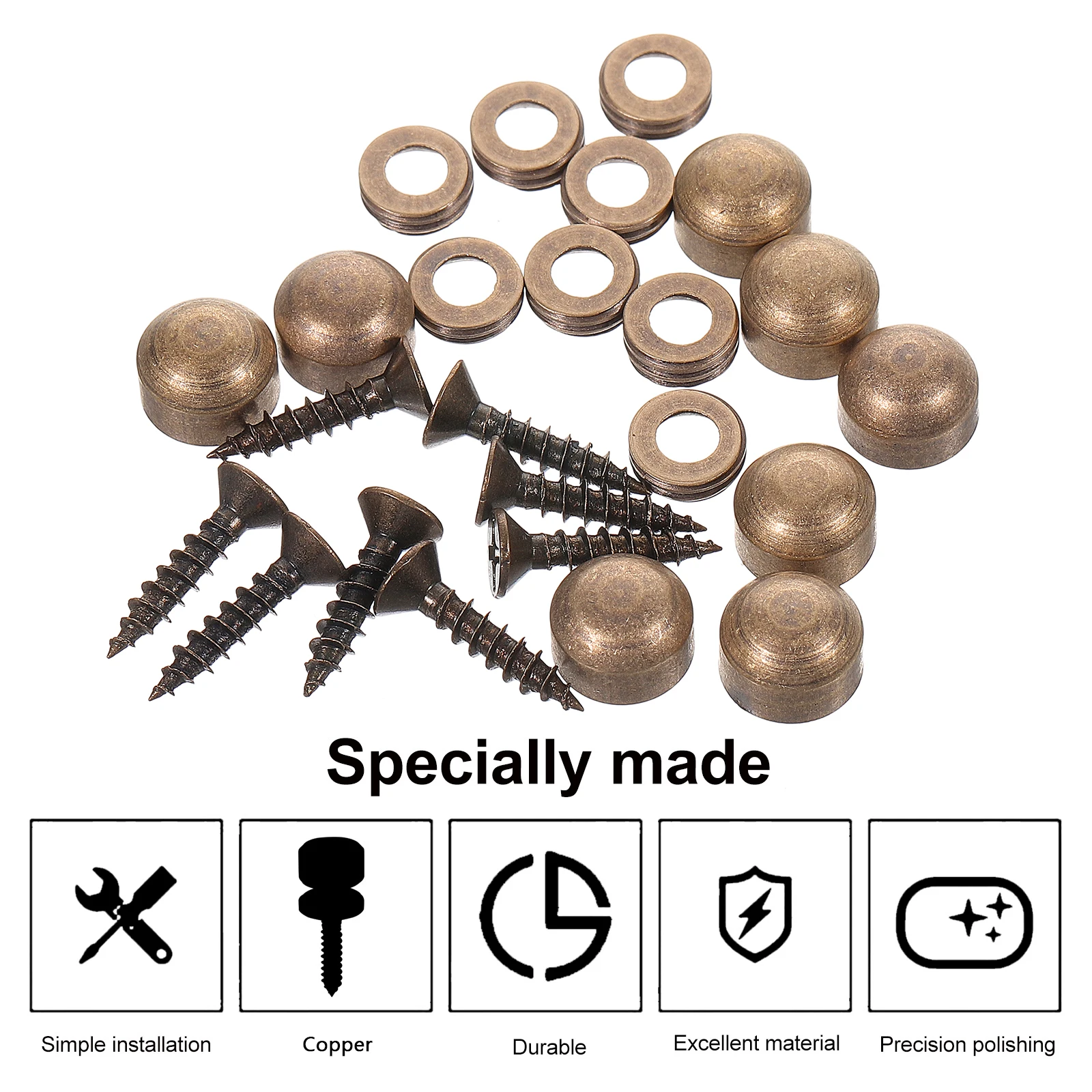 1 セット装飾ネジキャップ付き銅ミラー固定ネジ屋内屋外壁装飾用取り付けファスナーネジキャップ