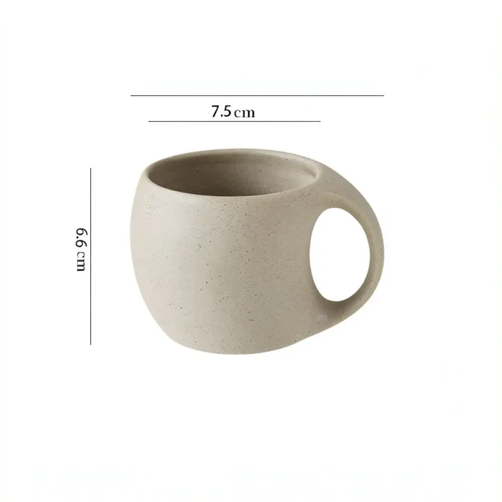 Modern Chinese Style Crescent Coffee Mug Set With Wood Saucer Retro Ceramic Tea Cup Unique Textured Stoneware Kitchen Mug
