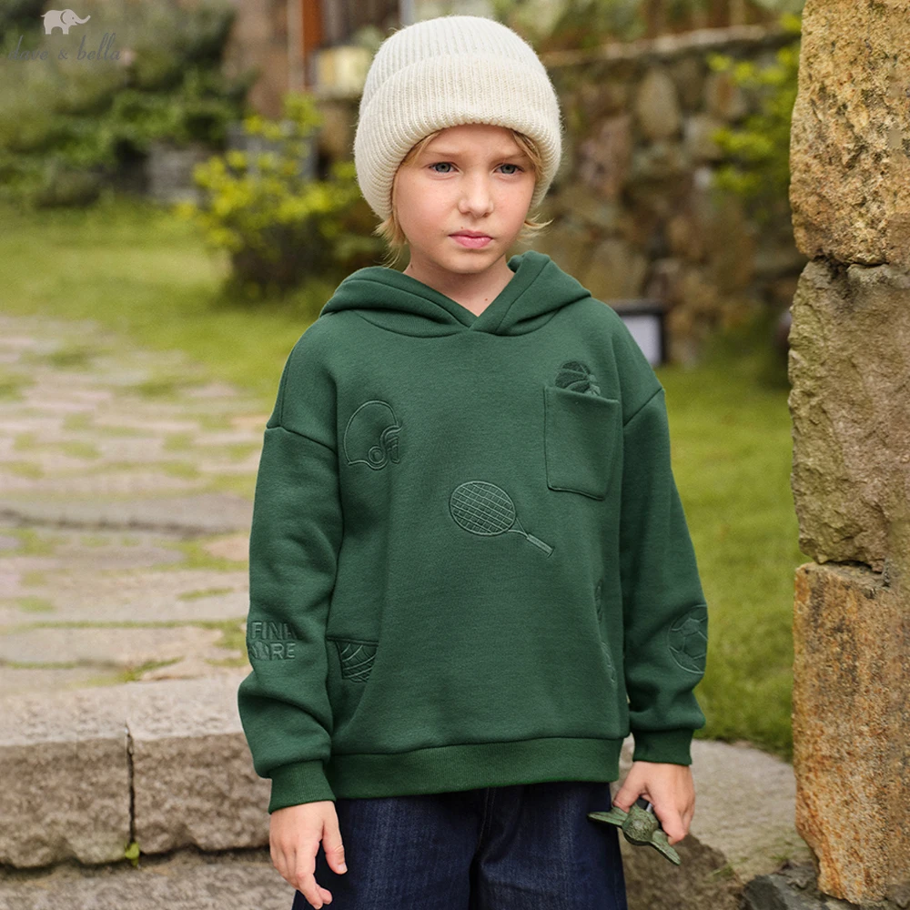 Dave Bella Boys Long Sleeve Fleece Hooded Pullover Sweatshirt Children Autumn Winter Coat Kids Sportswear Clothing DK3254714