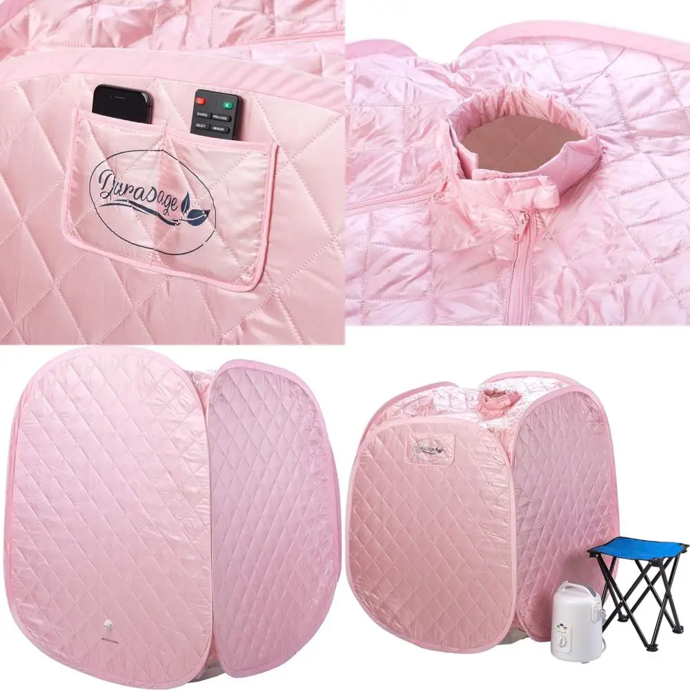 

Portable Steam Sauna with 800W Generator, 60-Minute Timer, Light Pink