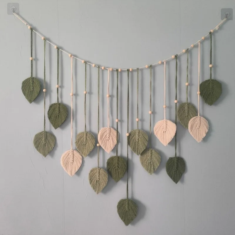

Nordic Leaf Handwoven Tapestry Wall Hanging - Boho Mood Therapy for Bedroom & BnB, Minimalist Macrame Wall Decor room decoration