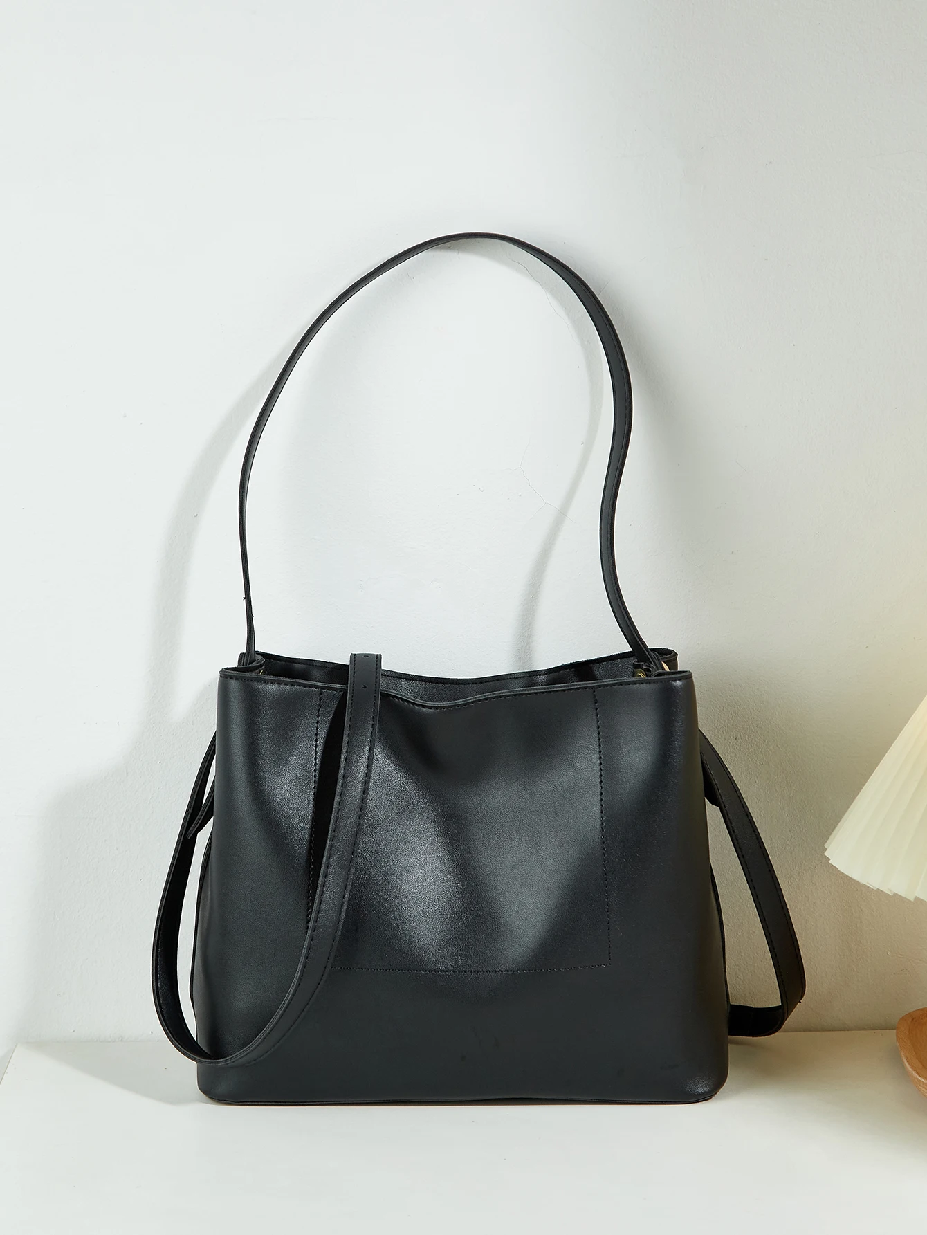 

Однотонная женская минималистичная сумка через плечо, портативная, через плечо и большая сумка нового стиля большой вместимости