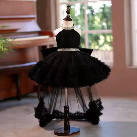 Baby Sequin Trailing Party Girls Dresses Halloween Costumes Toddler Bow Bridesmaid Birthday Princess Dress Wedding Evening Gown