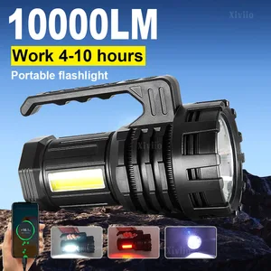 10000LM Rechargeable High Power Led Flashlights Ultra Long Lighting Distance Lamp Searchlight Bright Powerful Lantern Torches