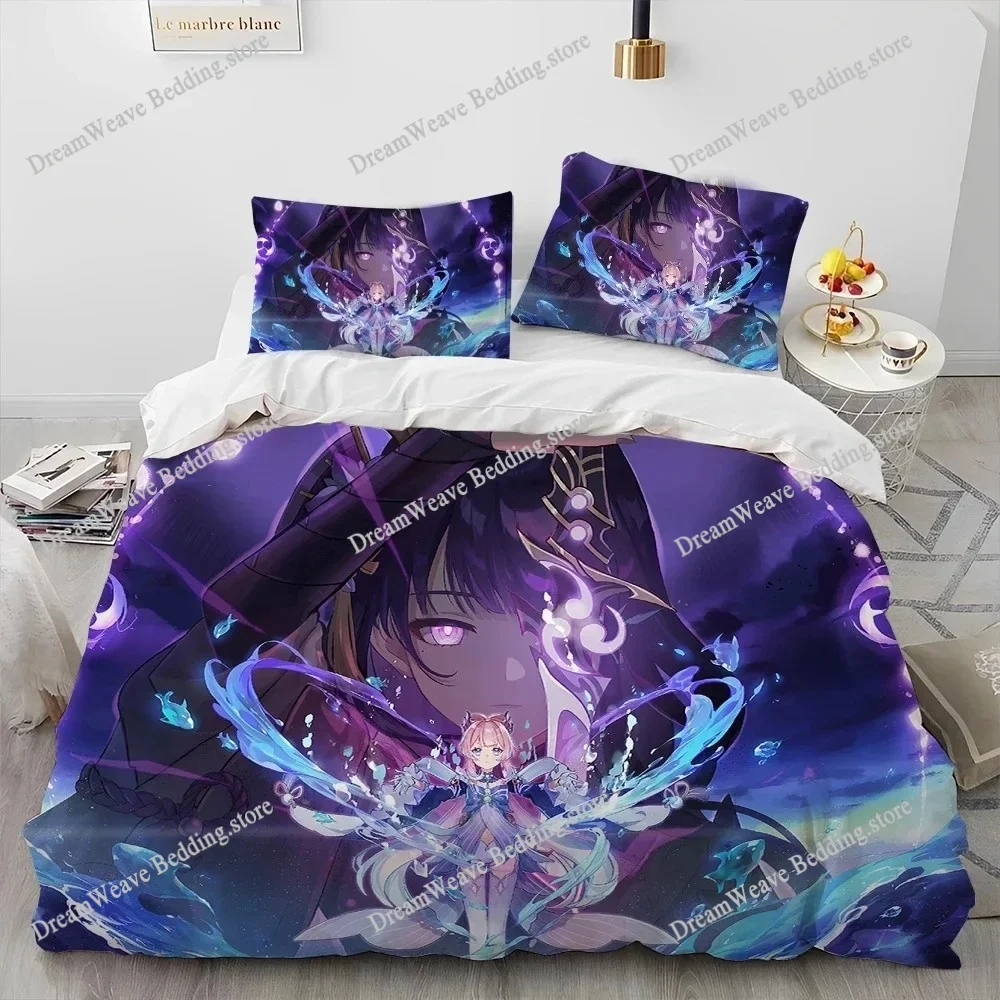 

Anime Genshin Impact Bedding Set,Fashion Duvet Cover Comforter Fashion King Queen Twin Size Quilt Cover for Boys Girls Adults