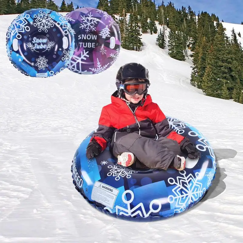 Snow Sled For Adults Heavy Duty Snow Tube Inflatable Sled With 2 Handles Tear-Resistant Sledding Tube Winter Toys For Children