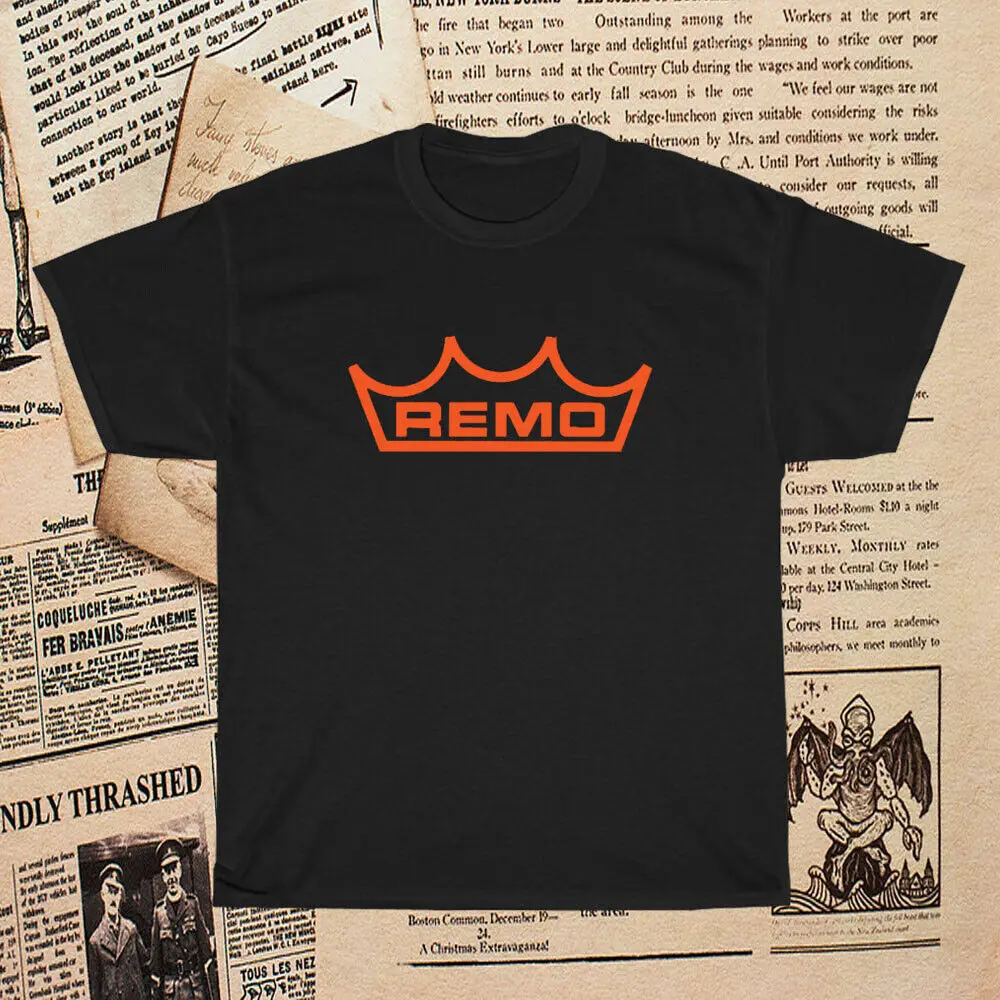 REMO Drums Equipment-Camiseta de manga corta para hombre, 100% algodón, alta calidad