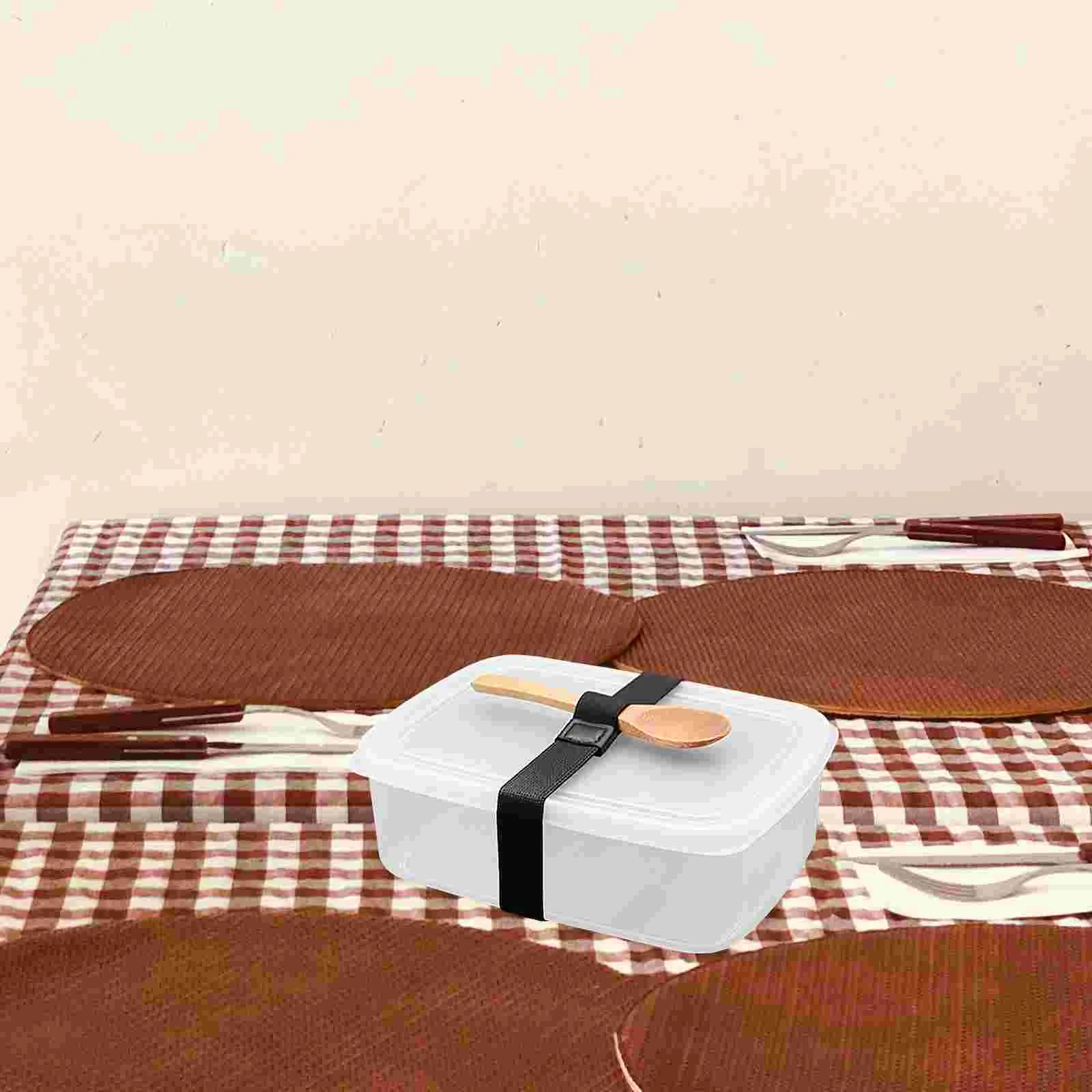 Correas elásticas portátiles de poliéster para contenedores de almuerzo, correa de fijación reutilizable para Picnic, escuela al aire libre, segura, 6 uds.