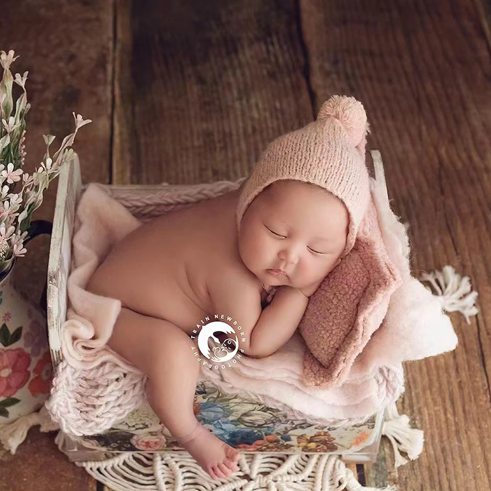 newborn photography props pompón gorro bebe ganchillo gorra  gorritos bebe sesion de fotos bebe gorro recien nacido fotografia bebe sombrero bebe