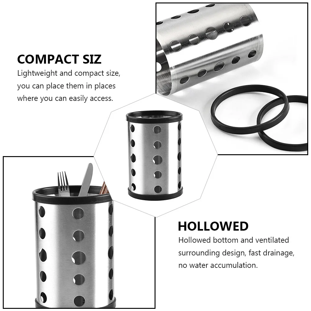 

Kitchen Ware Organizer Stainless Steel Spoon Fork Holder High Temperature Resistance Easy Access No Water Accumulation