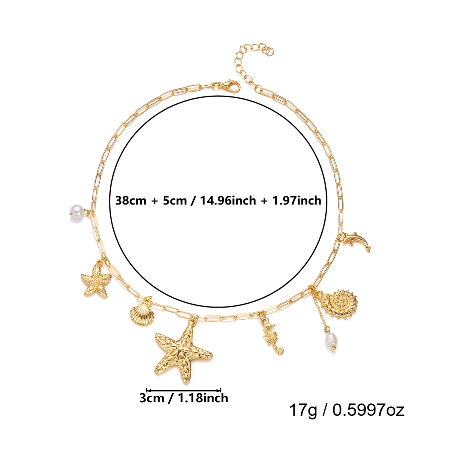 Boho Mehrfach-Anhänger Quasten-Halskette für Frauen Ozean-Serie Korallen-Seestern-Schildkröten-Muschel-Halskette Strand-Schmuck Urlaubsgeschenk – Detail 10