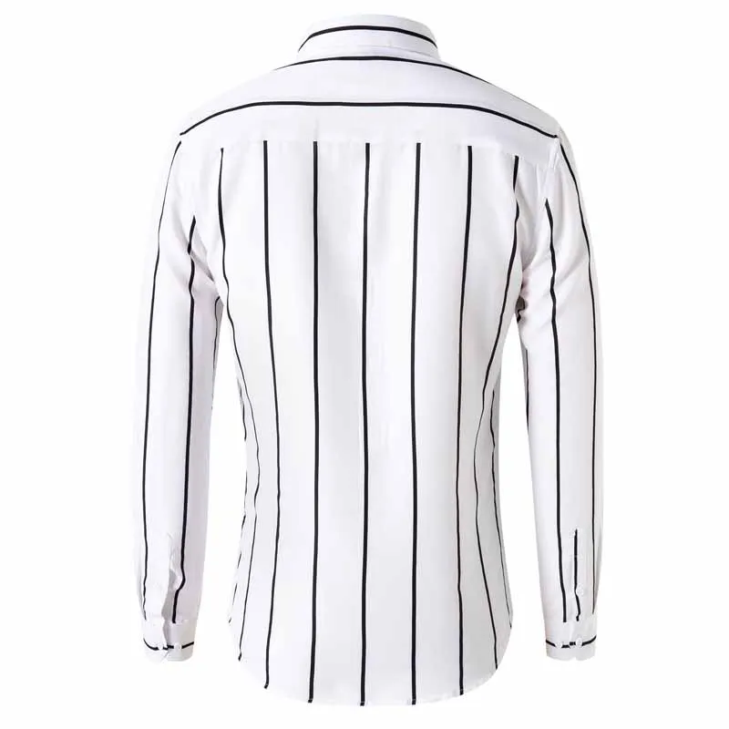 Men's Striped Dress Shirt Long Sleeve Slim Fit Formal Business Wrinkle Resistant Office Blouse Top Fashion Casual Male Clothing view 6