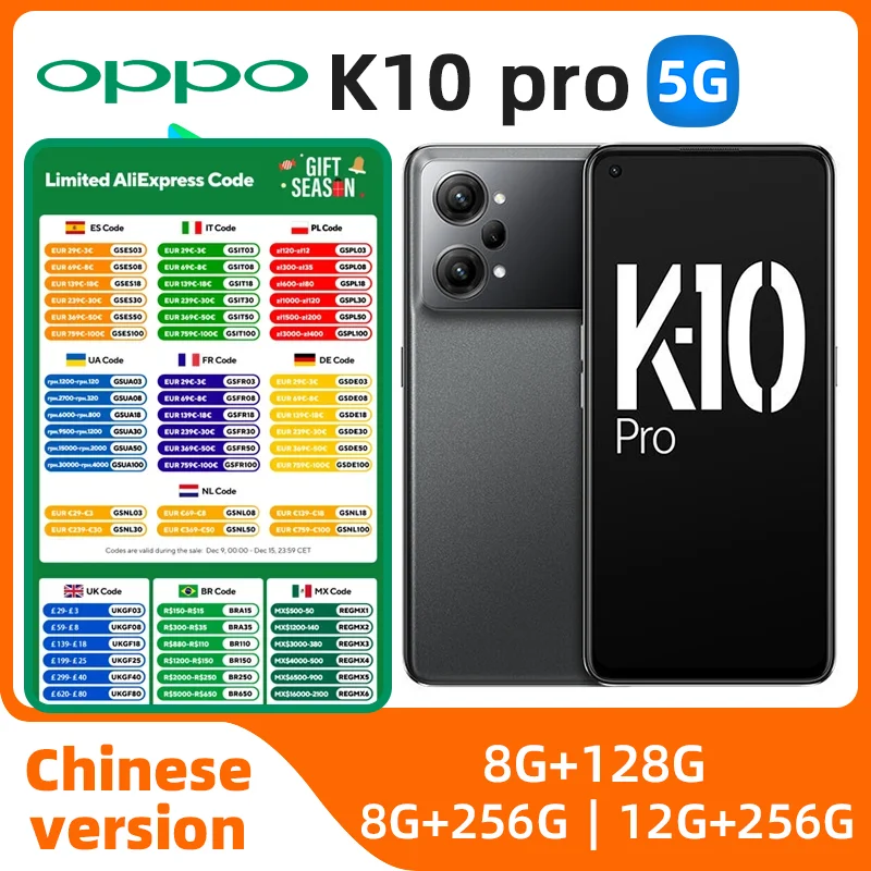 Oppo k10 pro 5g telefone móvel snapdragon 888 tela impressão digital 6.62 "amoled 120hz 50.0mp câmera 80w carregador 5000mah telefone usado