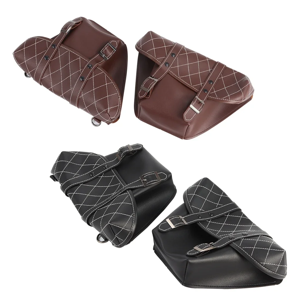 

Motorcycle Saddlebag Luggage Storage Leather Tool Side Bags Universal Waterproof