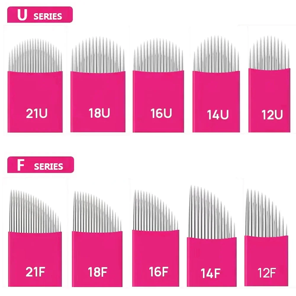 50/100Pcs Microblading Needles, Tebori Blades 0.16~0.18/mm Nano Eyebrow Permanent Makeup Manual Tattoo Needle Embroidery