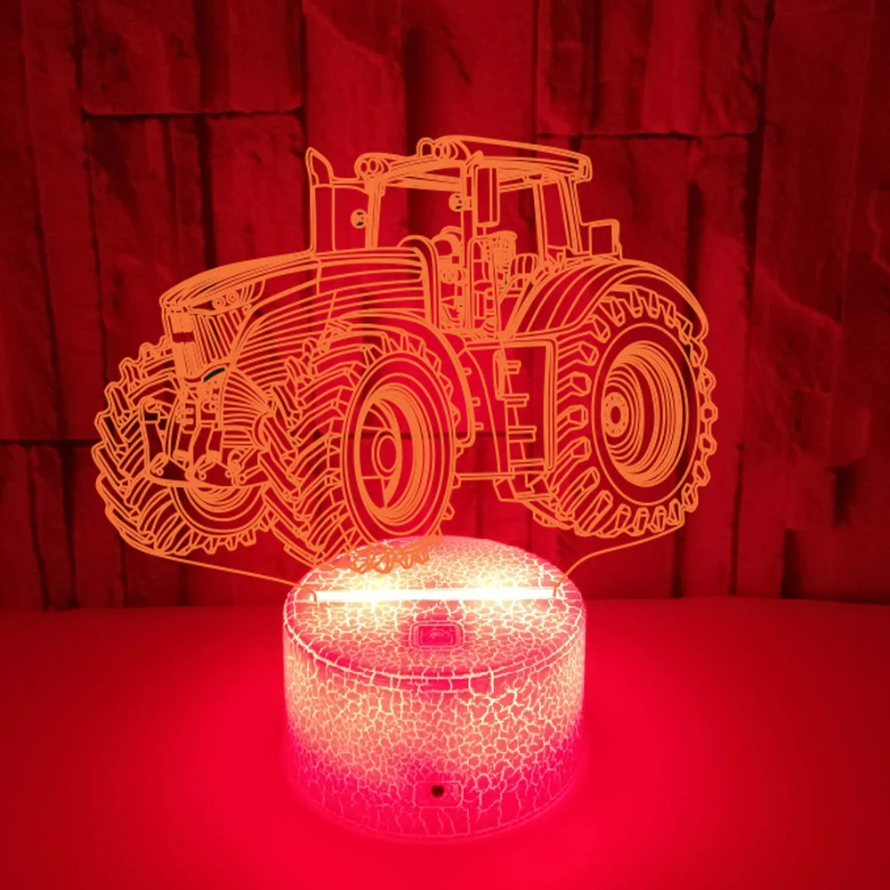 Nighdn 3D Illusion Lamp Tractor Night Light for Bedroom Decoration Led Table Desk Lamp Tractor Gifts for Boys Child Nightlight