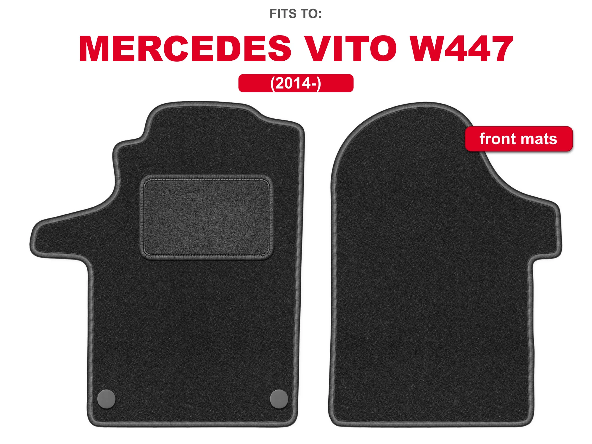 Tapis de sol avant en velours pour Mercedes Vito W447 2014 - Kit de livraison Graphite, tapis de sol avant pour véhicule