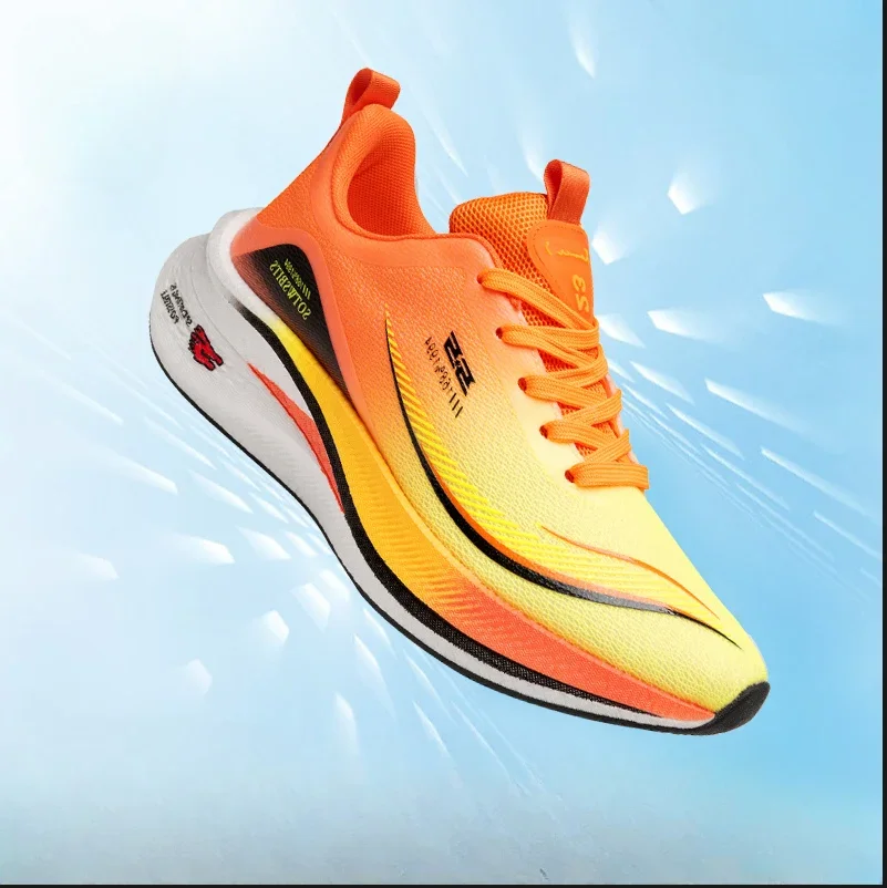 New Luxury Brand Marathon Running Shoes for Men Orange Yellow Women Sport Training Sneakers Comfortable Fitness Shoes