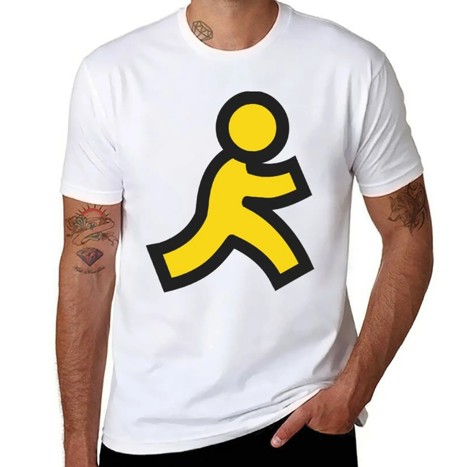 

Little Yellow Running Man America Online AOL T-Shirt essential t shirt man t shirts cotton cotton t shirts man 100% T-shirt