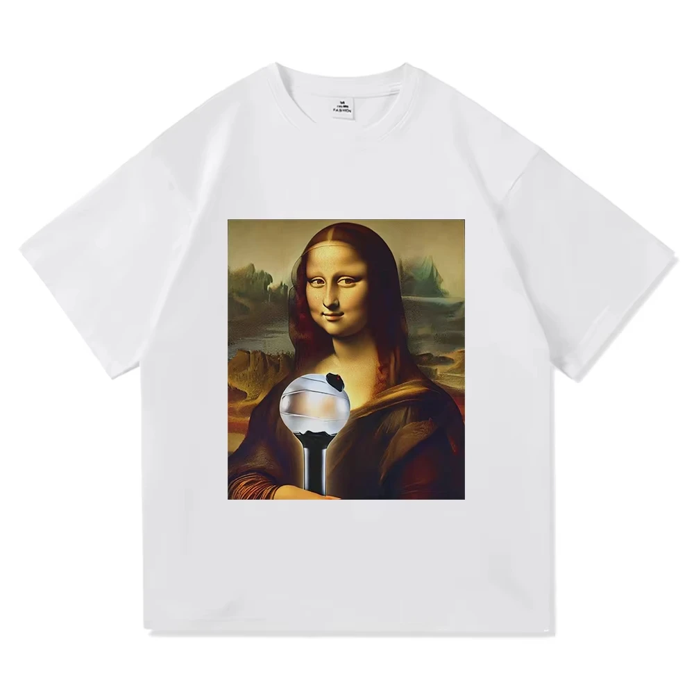 Verano j-hope Mona Lisa sosteniendo la bomba del ejército 2025 nueva canción camisetas hombres/mujeres ropa Harajuku Unisex camisas de moda