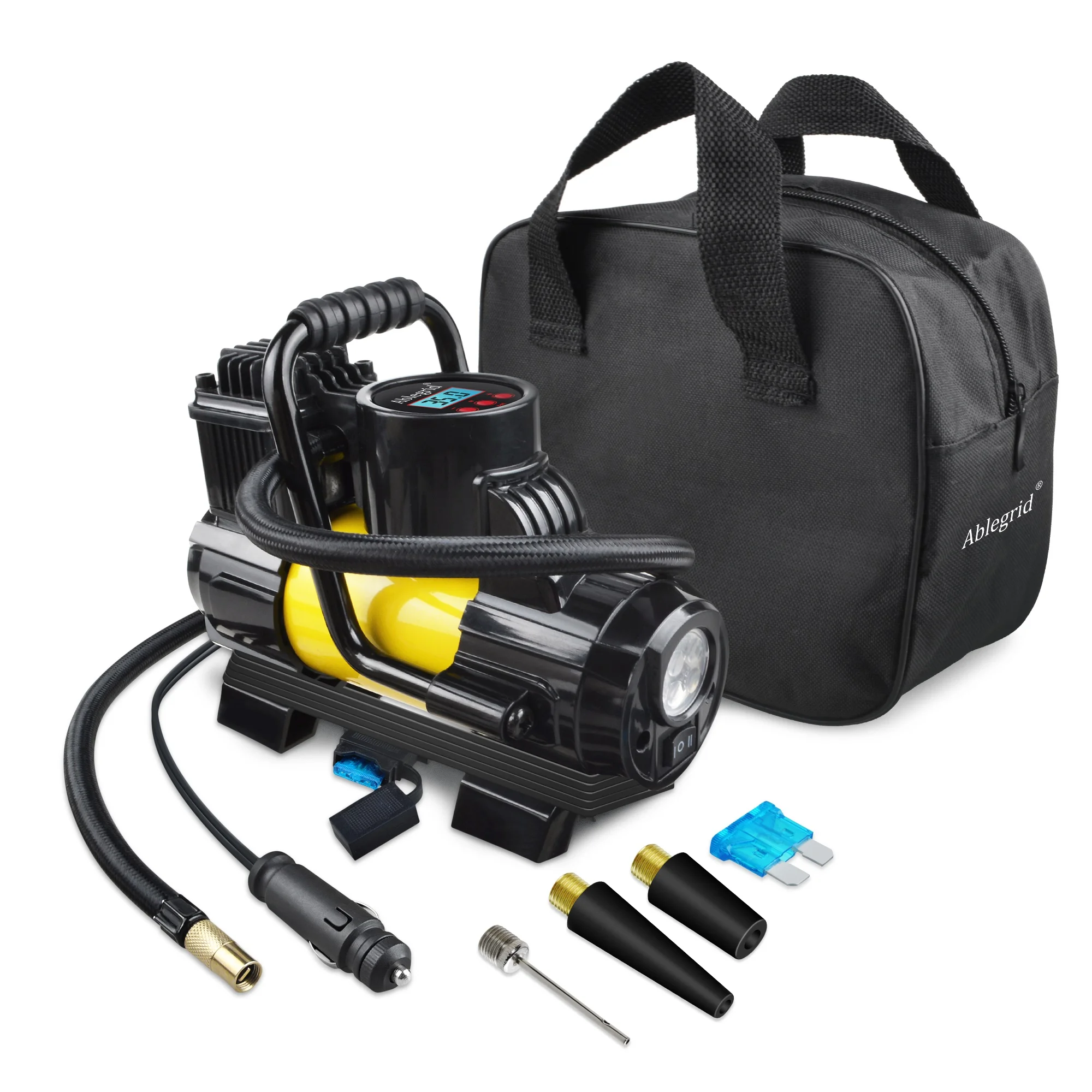 12V DC Portable 150PSI Air Compressor Car Tyre Tire Inflator Pump Auto Shut Off LED Digital Display with Carrying Bag for Car Ti
