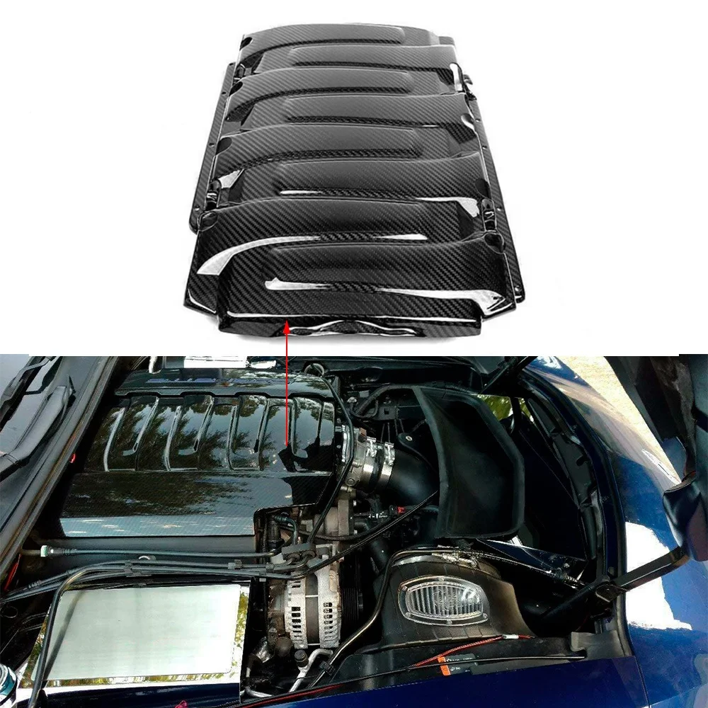 

High Glossy Carbon Fiber Car Interior Engine Cover For Chevrolet Corvette C7 Engine Bay Coverscustom